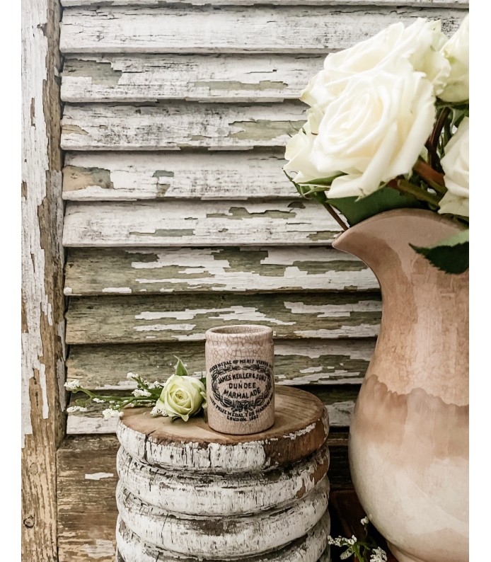 Antique English - James Keiller Dundee Marmalade Rare Train Size Ironstone crock, Beautiful staining/crazing